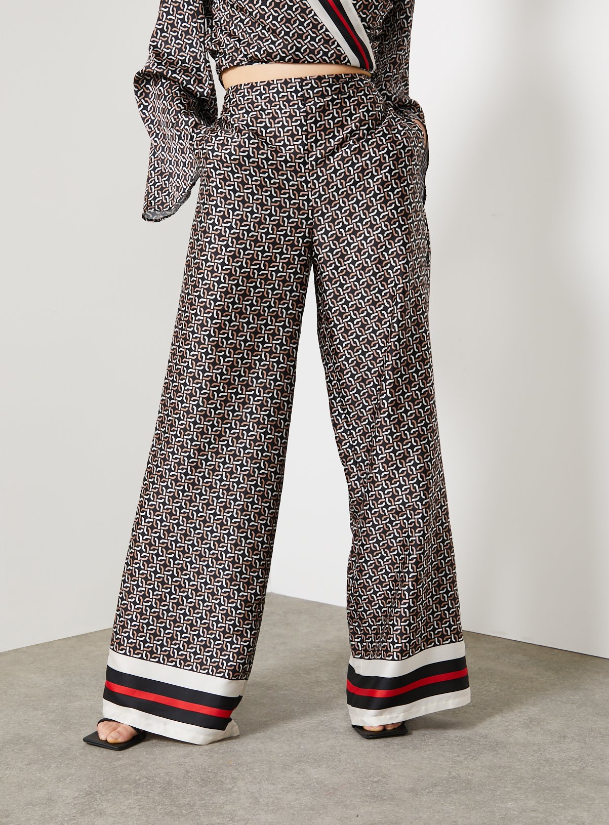 For All The Love Border Printed Satin Co-ord Wide Leg Trouser 6 - Image 1 thumbnail